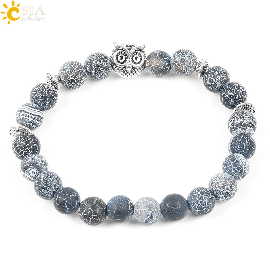 Мужской браслет из натурального оникса CSJA с бусинами в виде Розария Будды