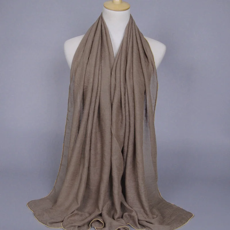 LMLAVEN женский хлопковый шарф с золотыми краями и цепочкой модный платок