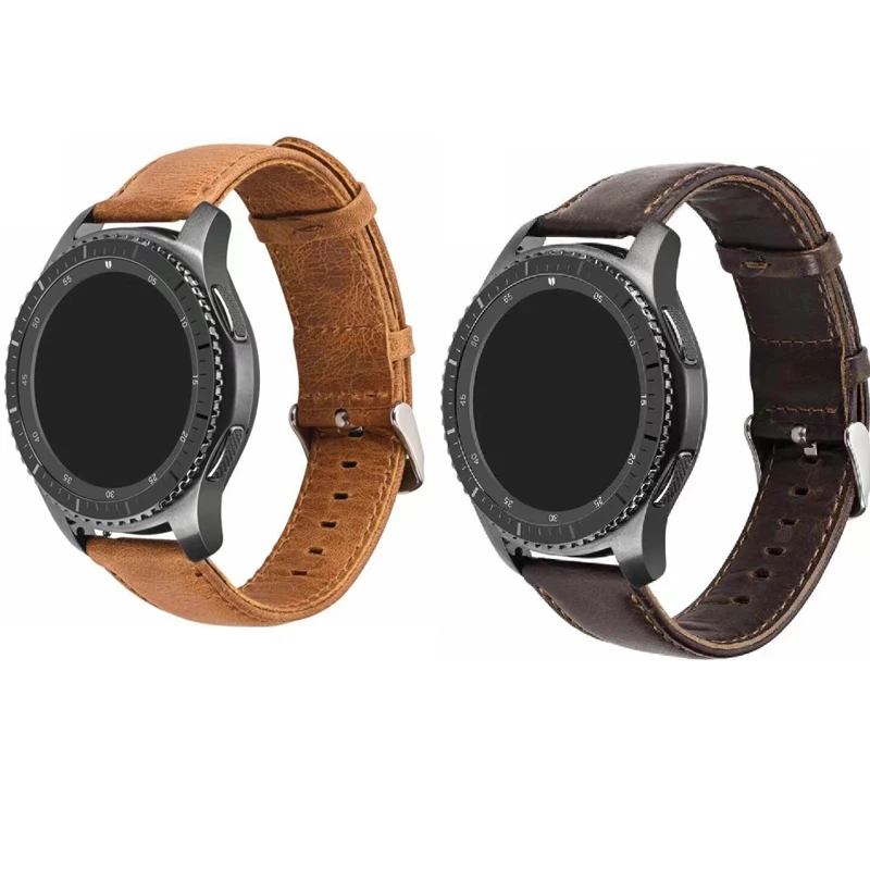 Кожаный ремешок для Samsung active s2 S3 Pebble time classic Huawei watch GT 2 pro xiaomi Huami amazfit 1 s pace bip lite 22