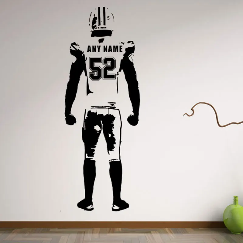 Wall art футбол Настенная Наклейка Декор Пользовательские Джерси имя и номер