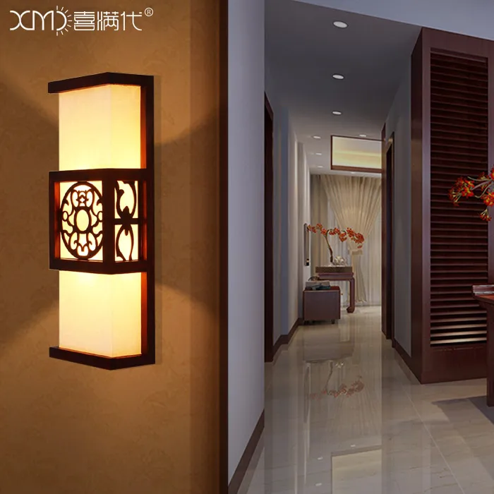 Современный китайский мин и цин классической резной настенные бра лампы спальня