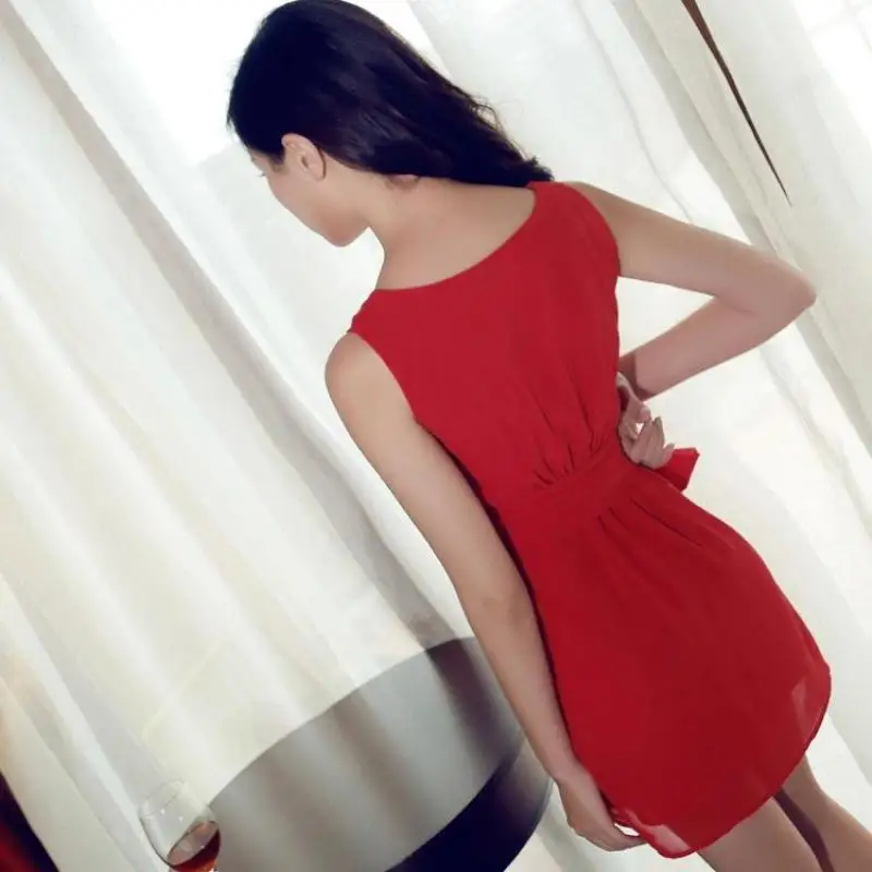 Женщины Летнее Платье 2016 Новые Поступления Мода Sexy V-образным Вырезом Лук Тонкая