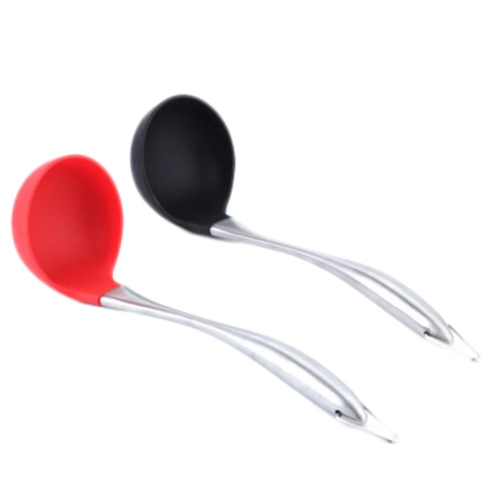 Нержавеющая сталь Ручка китайский стиль пищевой силикон суповые ложки ковш