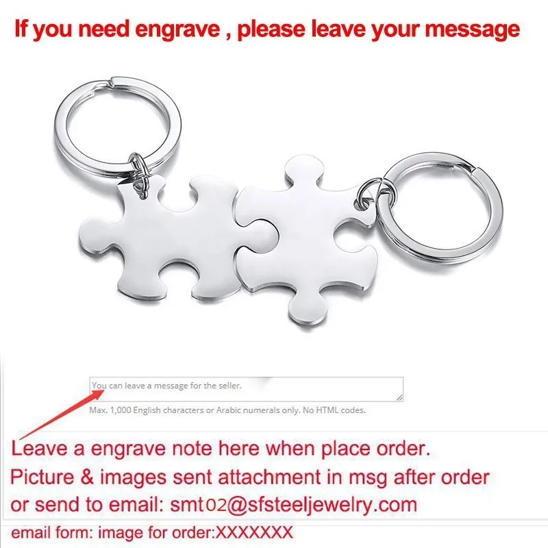 Puzzle Keychain Pairs Stainless Steel Personalized Custom Women Men Couples Lovers Anniversary Key Ring Accessories