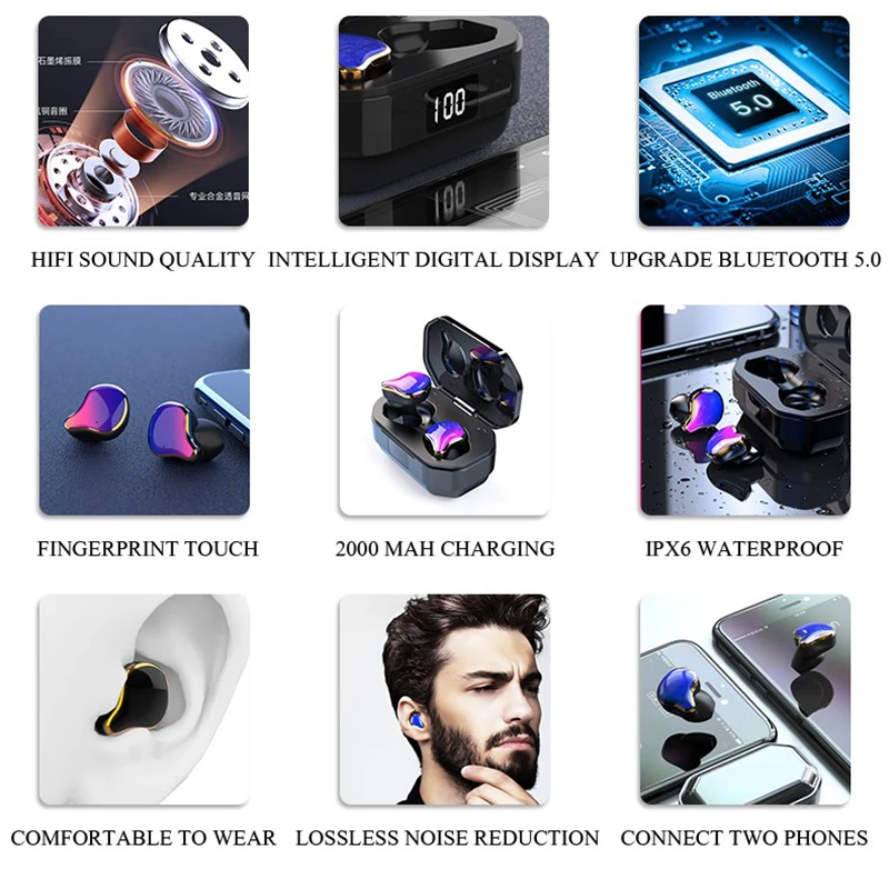 Беспроводные наушники TWS G01 Bluetooth 5 0 IPX6 водонепроницаемые Hi Fi с сабвуфером