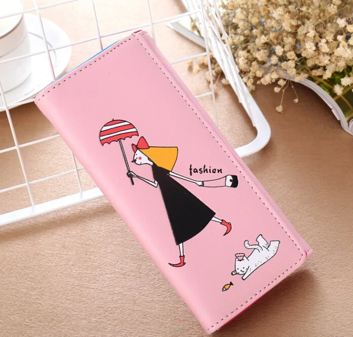 2019 женские кошельки для покупок портмоне Длинный кошелек денег карт кожаные