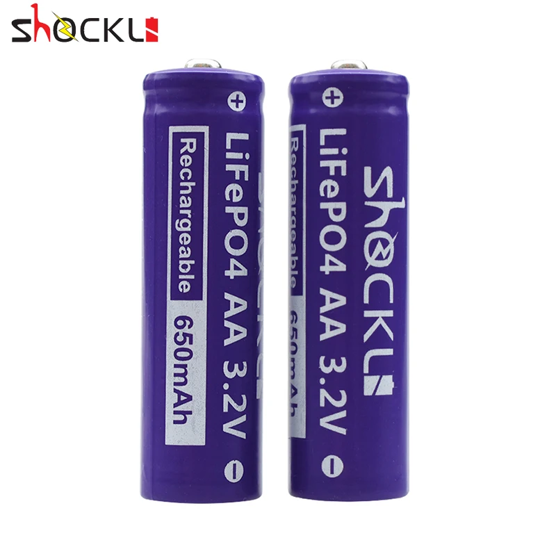 

4PCS Shockli 3.2V LiFePO4 battery AA 14500 rechargeable battery 650mAh lithium battery for Camera and Solar led lights