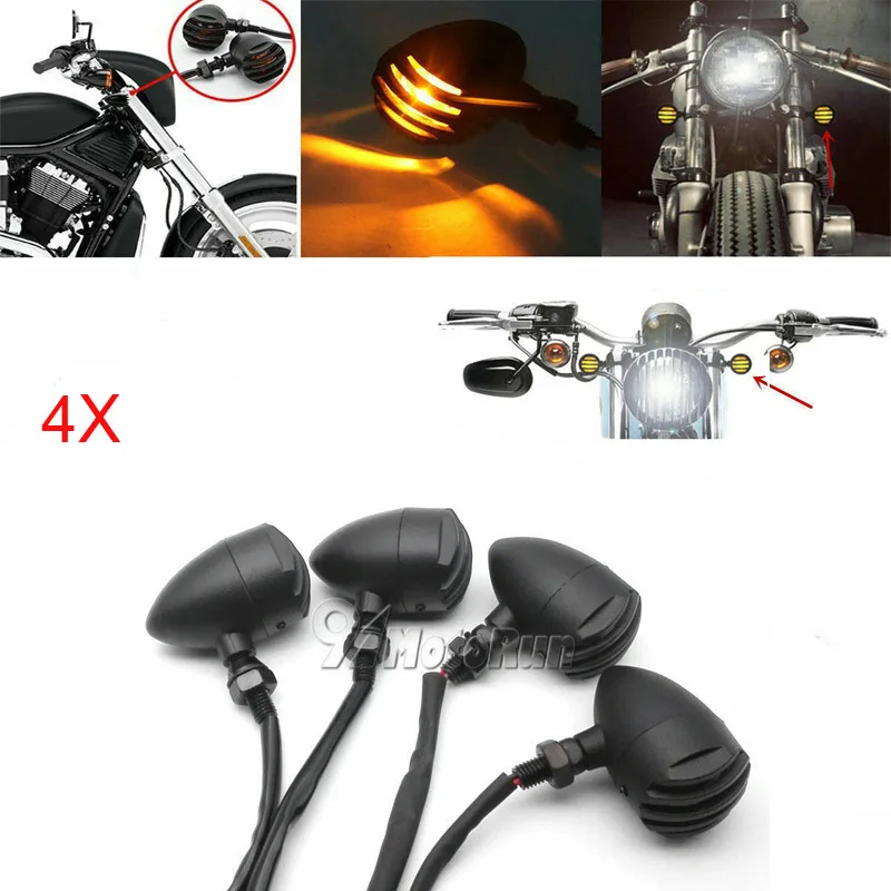 4x черные мотоциклетные Сигналы поворота для Honda VT Shadow Ace Classic 500 700 750 1100 VTX 1300 C R S RETRO