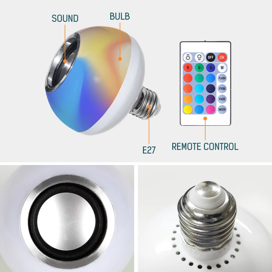 E27 16Color Changing Magic Bulb Lamp 110-265V Bluetooth control RGB Led Light Home Decoration Interior Bowl shaped Bombilla LED | Лампы и