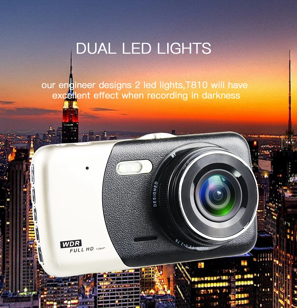 4 дюйма ips Full HD 1080P вождение автомобиля Регистраторы Dashcam Видеорегистраторы для автомобилей вождения Регистраторы 170 градусов Широкий формат с двумя объективами Автомобильный видеорегистратор