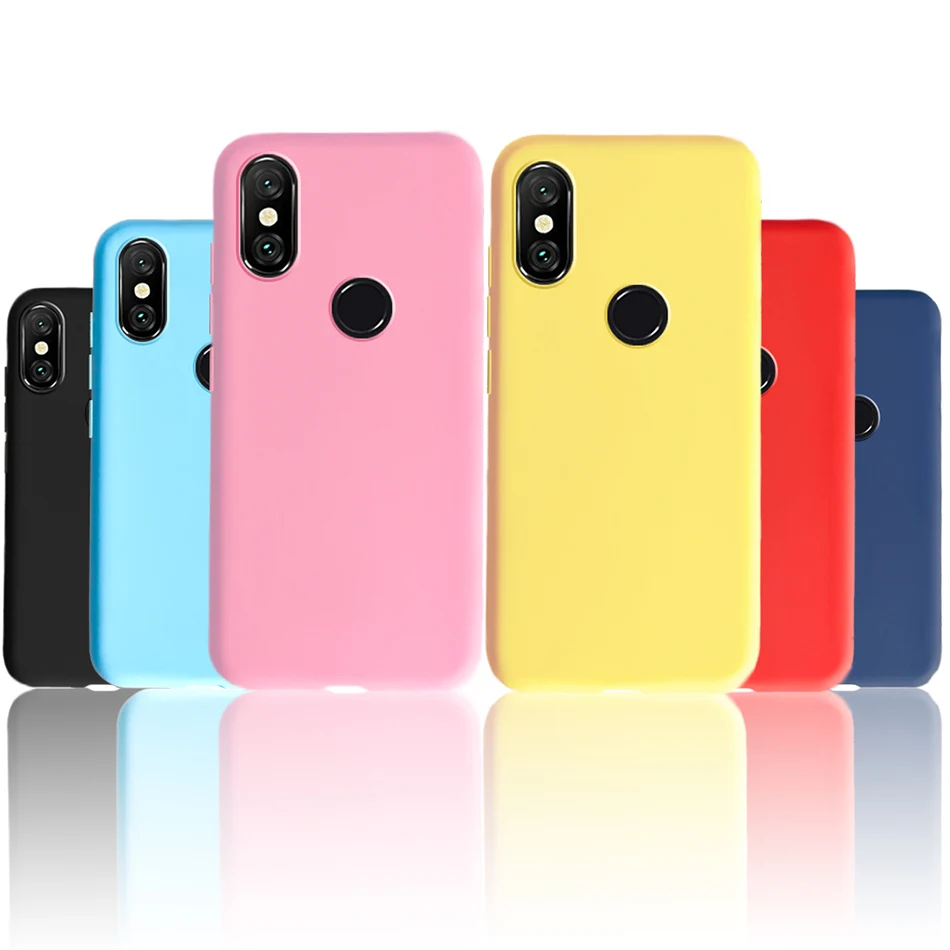 Мягкий силиконовый чехол карамельных цветов для телефона Xiaomi Redmi Note 6 Pro матовый
