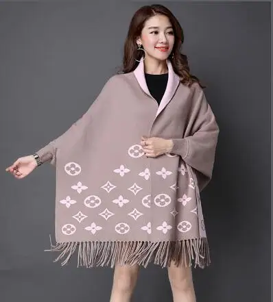 

2018 new in double use women winter cashmere pashmina flower print with sleeve