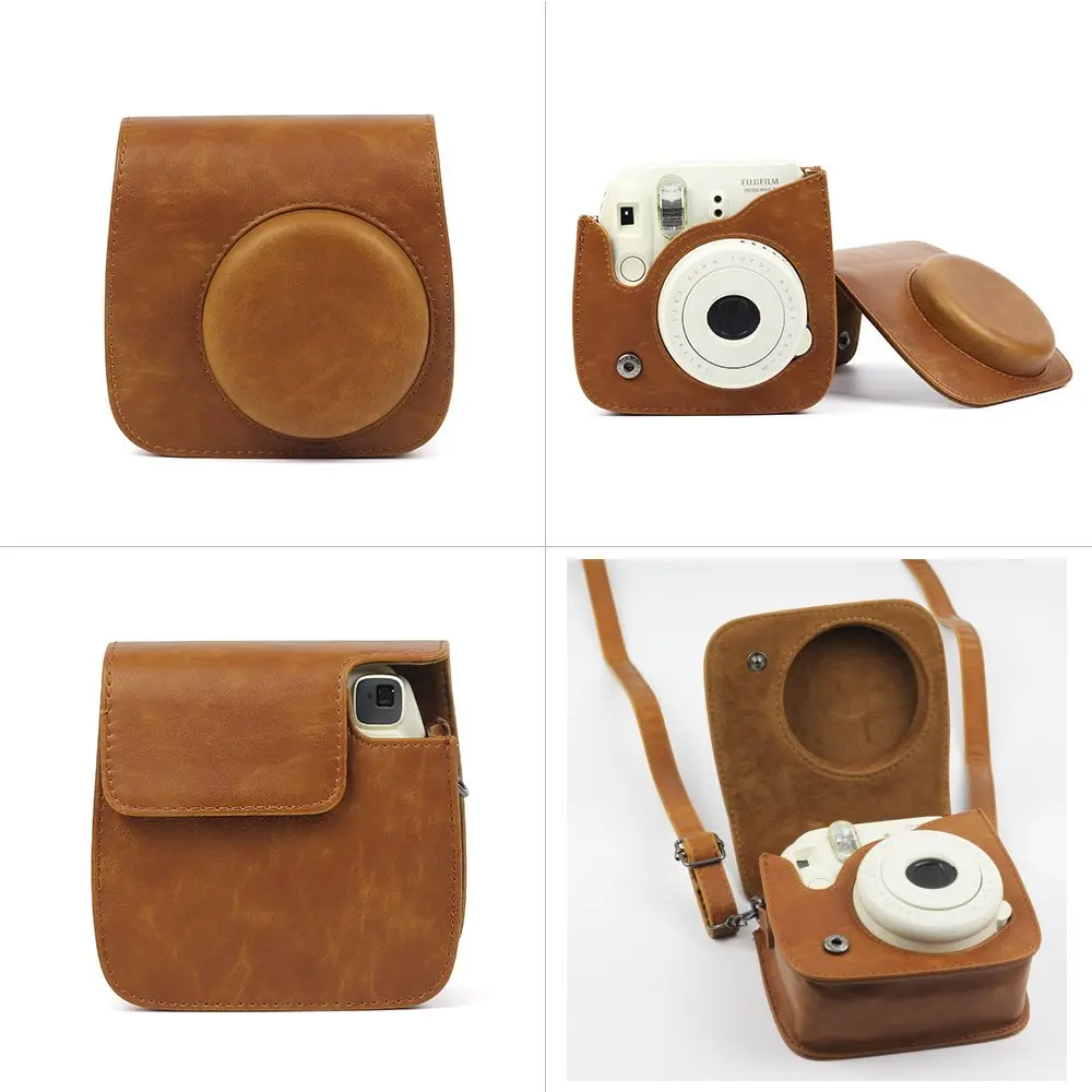 CAIUL мини камера чехол для Fujifilm Instax Mini 9 8 8+ мгновенная пленка камера премиум кожа pu с плечевым ремнем медведь утка brn