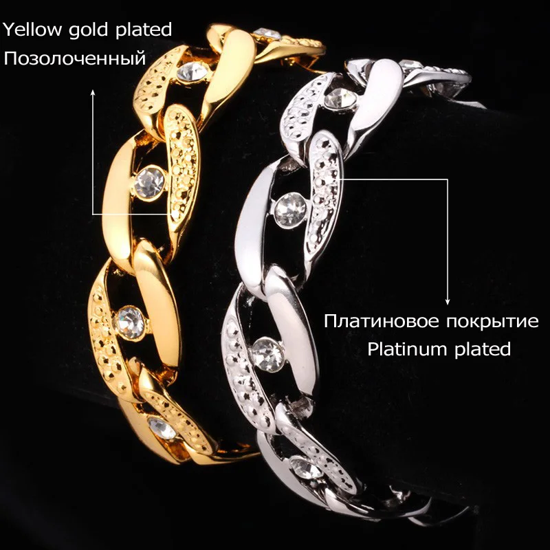 U7 Позолоченный/ Платиновый Покрытием Цепь Браслет Со Стразами для Женщин