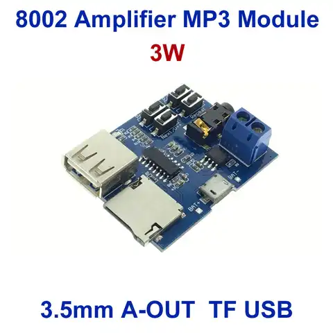 5 в Micro USB 3 Вт 8002 усилитель MP3 модуль TF карта U диск MP3 декодер плата AMP декодирование аудио комплект 3,5 мм Наушники DIY