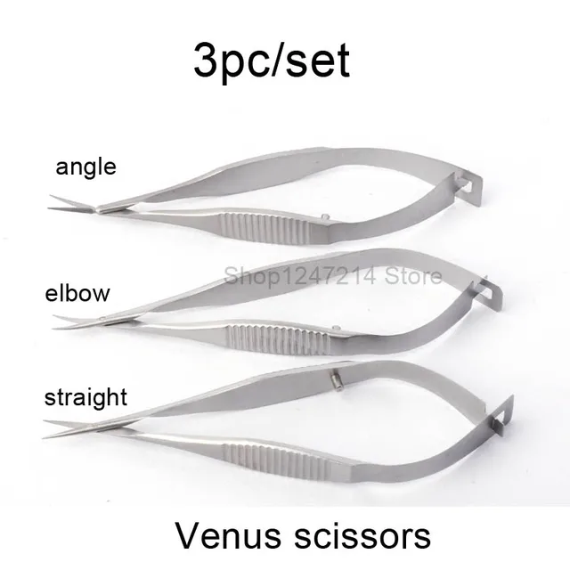 Beauty & Health>> Makeup>> Makeup Tools 8.5cm Venus Ophthalmic Scissors Venus Iris Scissors 3pc/set 1