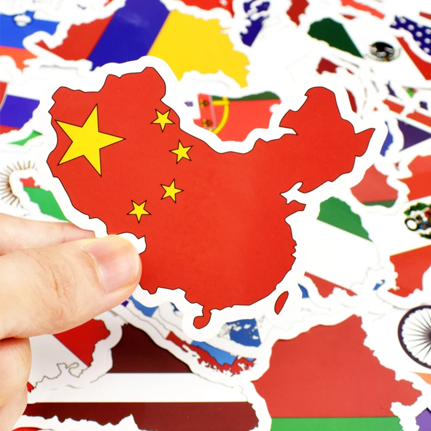 

50PCS National Flags Stickers Toys for Children Countries Map Travel Sticker to DIY Scrapbooking Suitcase Laptop Car Motorcycle