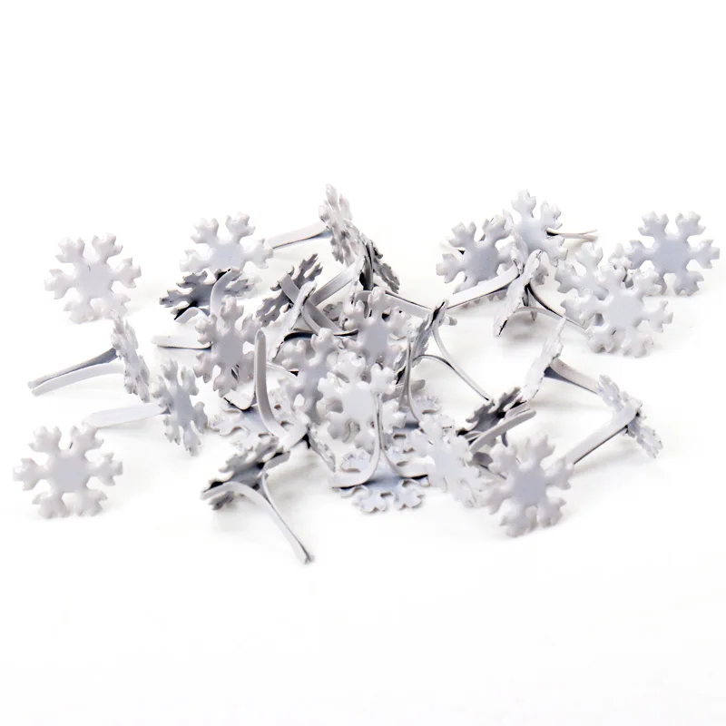 50 шт., белые металлические шипы Sonwflake, шипы для скрапбукинга, украшения, застежка, рукоделие, штифт, украшение 12x14 мм