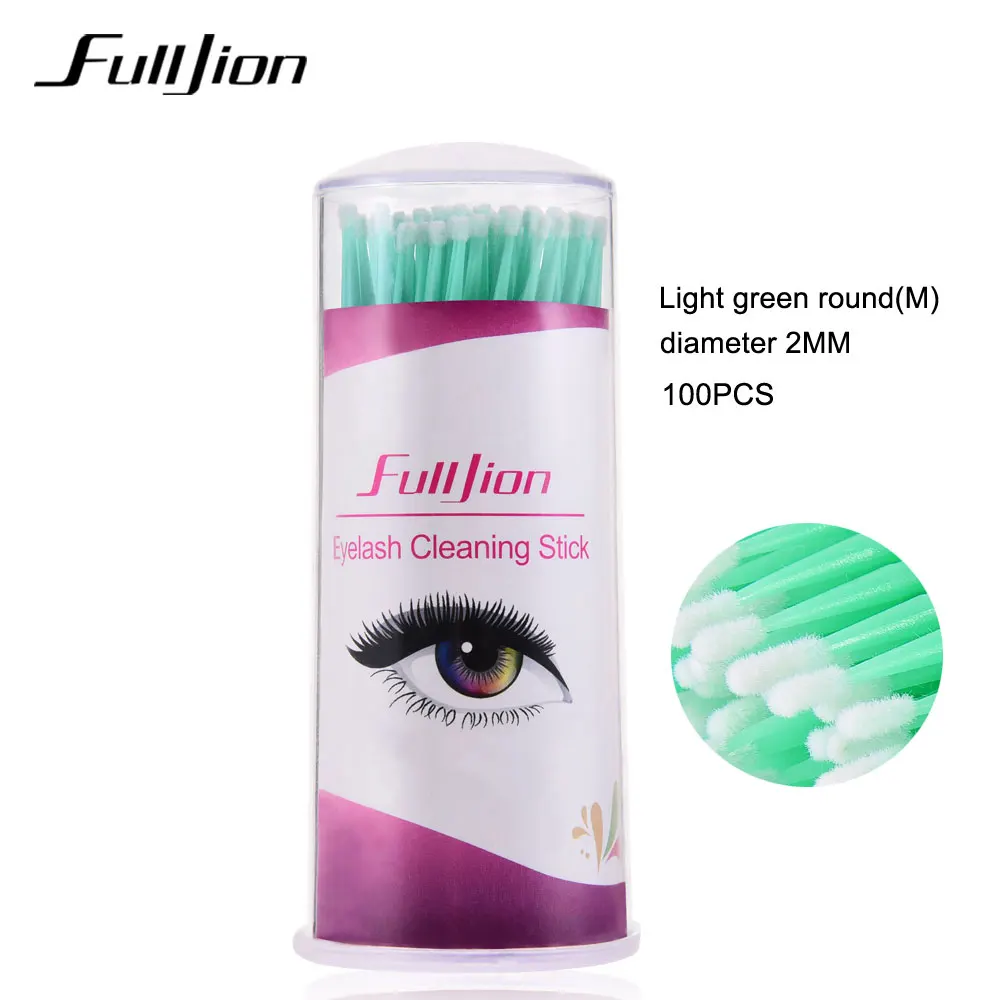 Fulljion 100 шт./компл. ватный тампон макияж кисти для чистки ресниц палочки микрощетки наращивание ресниц удаление для глаз - Цвет: light green in jar