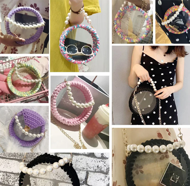 

5pcs 14.8cm Round Acrylic Double Cover for Knitting Handbag Wool Bag Weave