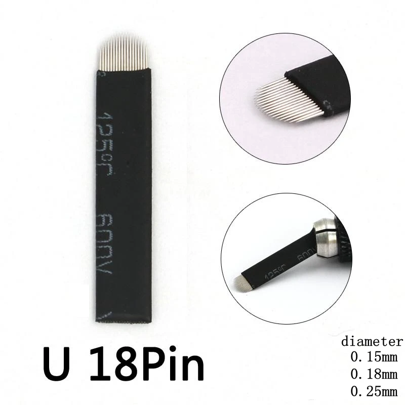 50 шт 0 18 мм Agulhas Lamina Para Tebori Flex Microblading иглы шпильки 12 14 16 U форма лезвия для тату