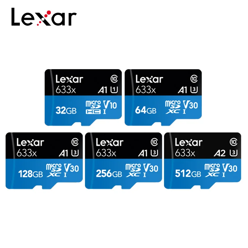 Карта памяти Lexar 633x оригинальная 512 ГБ A2 V30 Micro SD карта 256 128 64 A1 U3 класс 10 32 U1 Max 95