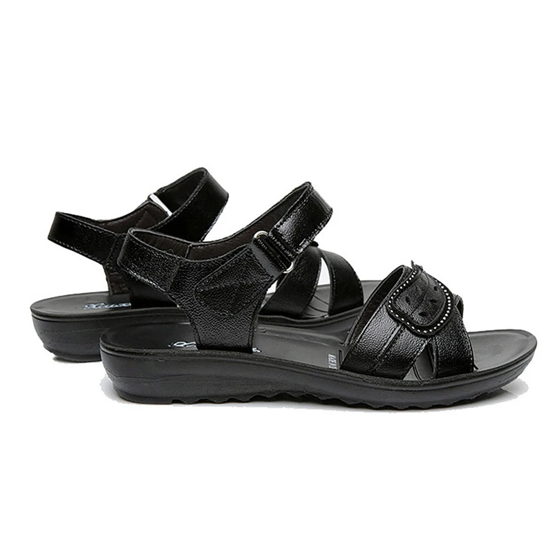 YAERNISummer/женские сандалии на плоской подошве Пляжная обувь из натуральной кожи