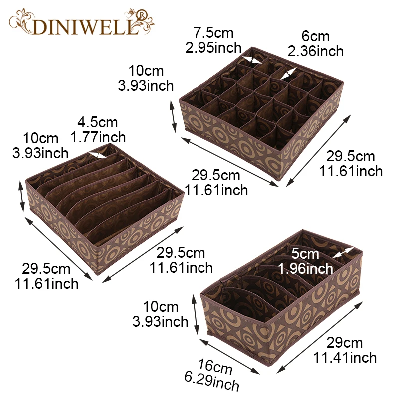 DINIWELL Нетканая коробка для хранения для дома, органайзер для нижнего белья, коробки для бюстгальтера, галстука, носки, складной контейнер, органайзеры, различные сетки