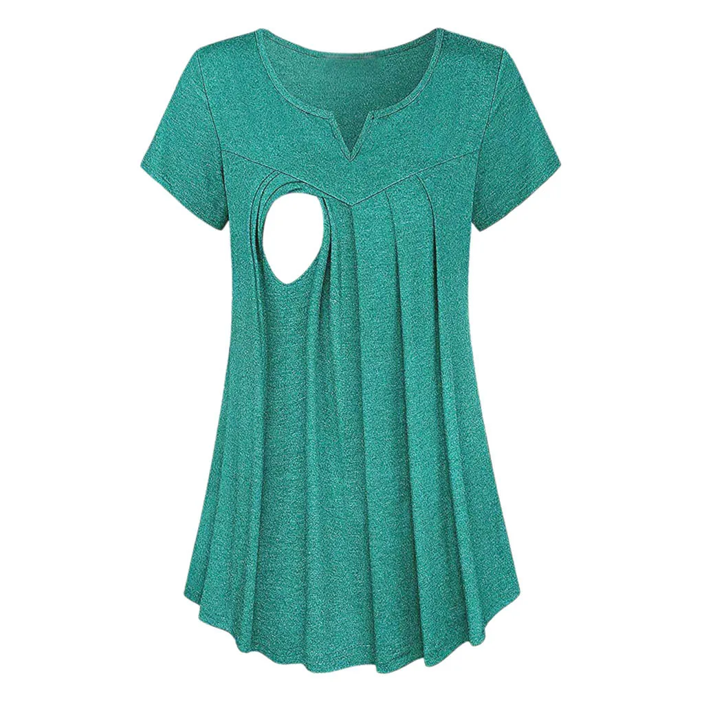 Женские топы для беременных с коротким рукавом однотонные оборками одежда