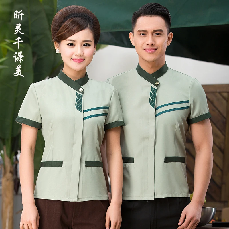 Летняя женская одежда для уборки гостиничных номеров с короткими рукавами