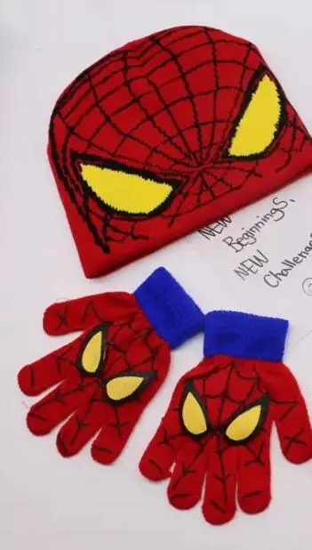 1 комплект вязаная шапка мстители Человек паук детская Рождественские зимние