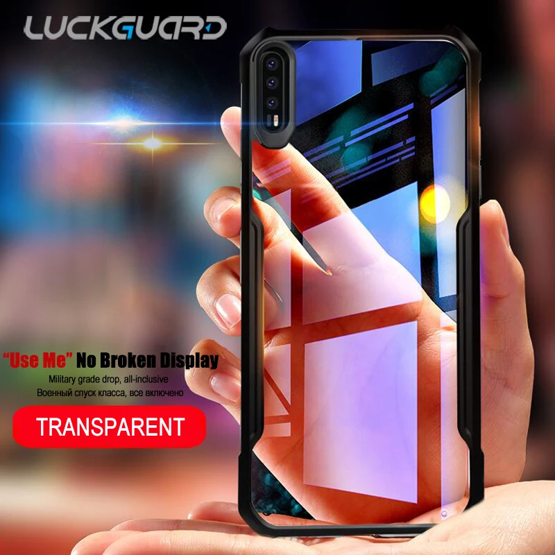 LuckGuard Shockproof Phone Case For Huawei P20 Lite Silicone Edge Transparent Thin Cover Pro Accessories Bag |