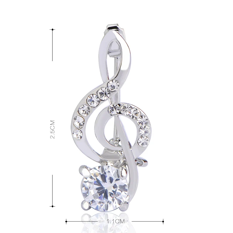 Funmor Cute Small CZ Zircon Music Note Brooch Corsage Coroa Poster Broches Wedding Collar Hijab Pin Up Clip Scarf Bijoux | Украшения и