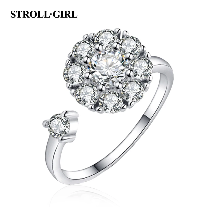Strollgirl, Новое поступление, 925 пробы, серебряное кольцо с короной, ослепительное, AAA, циркон, свадебные кольца для женщин, обручальное, хорошее ювелирное изделие, подарок - Цвет основного камня: StrollGirlS033