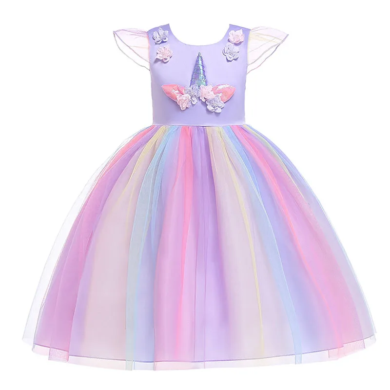 Girls dresses Unicorn Princess Dress Costumes Cosplay Show Cartoon dress Act Cloth kids Party clothing Tutu Fairy Tale Tangled | Детская