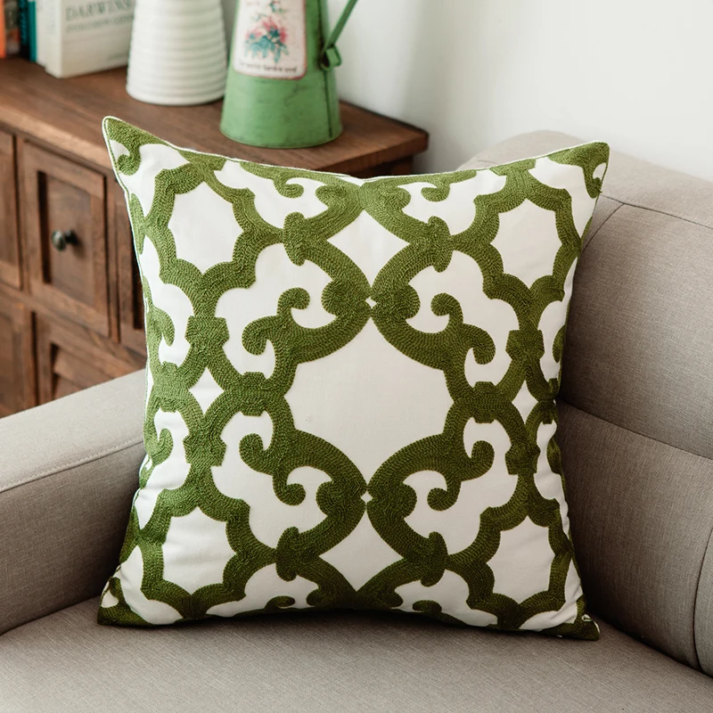 Наволочка для подушки с вышивкой 45x45 см|cushion cover|cushion cover greencanvas cushion |