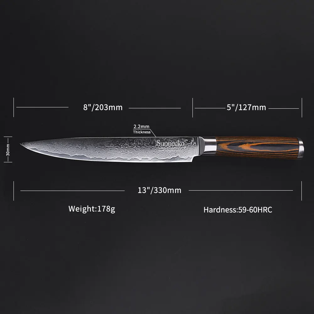 SUNNECKO Премиум 8 ''нож для нарезки Дамасская сталь острое лезвие кухонные ножи