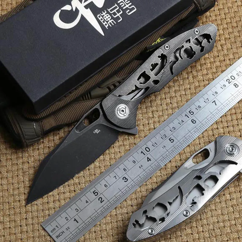 Black CH 3515 Флиппер складной нож S35VN лезвие кВт шарикоподшипник Титан ручка Отдых Охота Открытый выживания Ножи EDC инструмент - Цвет: Black