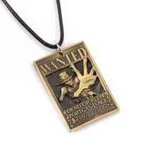 ms jewelry one piece wanted poster necklace ace warrant pendant necklace friendship men women anime choker accessories