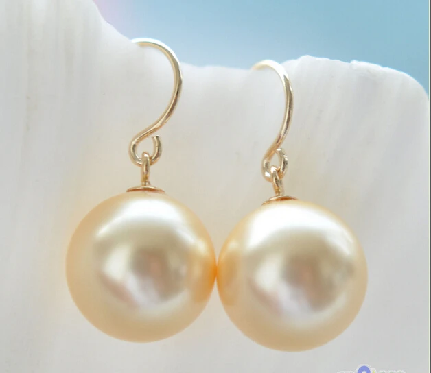 Женская свадебная доставка&gt 12 мм позолоченные круглые жемчужные висячие серьги