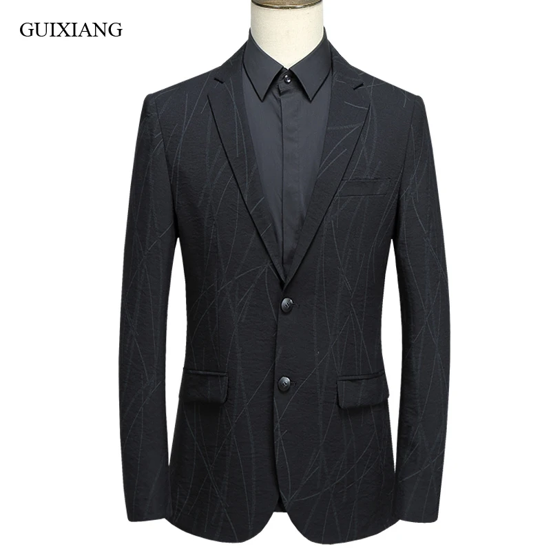 

New spring style men boutique blazer high quality fashion leisure slim suit single breasted embroid stripe jacket sizeM-3XL