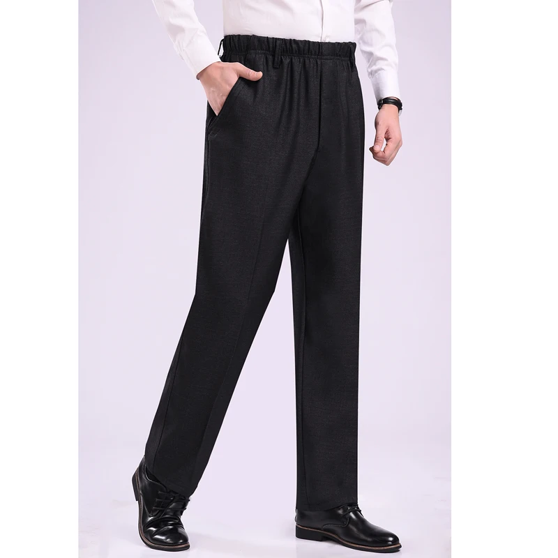 Уличные мужские брюки с эластичным поясом толстые свободные длинные высокой