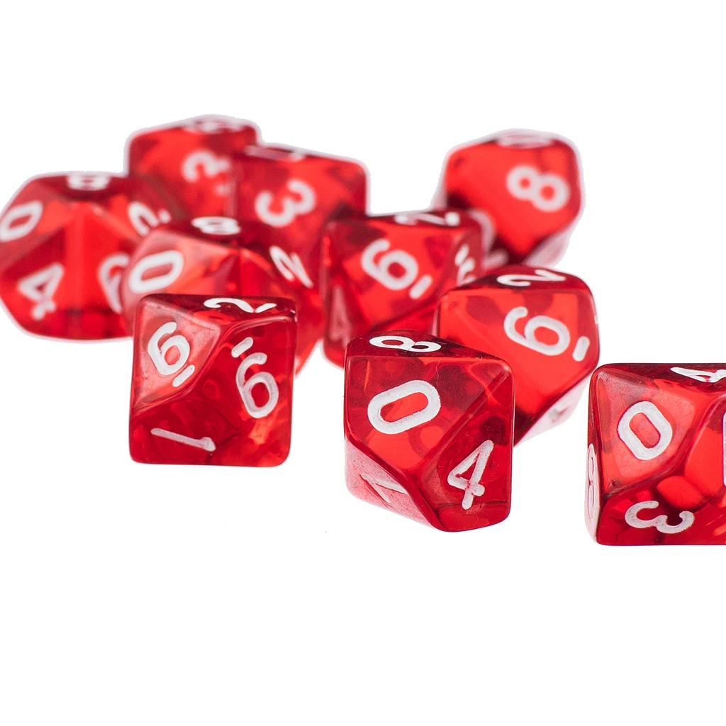 1 Набор 10 двусторонних игральных костей D10 для подземелья драконы настольные игры