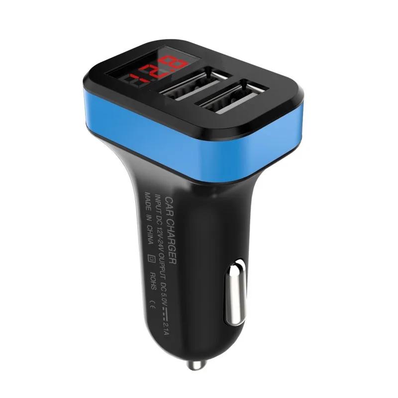 Автомобильное зарядное устройство с двумя USB портами 2017 а цифровым дисплеем|cigarette