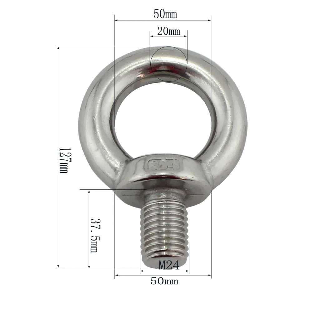 Stainless Marine Heavy Duty Lifting Eye Bolt DIN580 Ring Screw Loop Hole for Cable Rope 2pcs M24 | Автомобили и мотоциклы