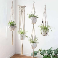 macrame plant hangers 4 pack in different designs handmade indoor wall hanging planter plant holder modern boho home de