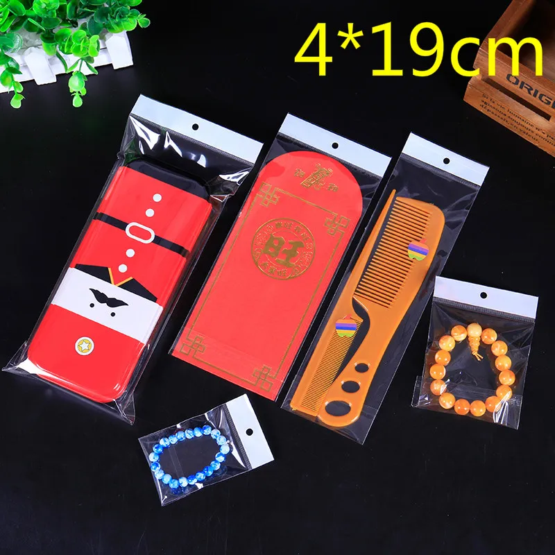 500 шт./лот 4 см * 19 прозрачный самоклеящийся пластиковый пакет полипропиленовый