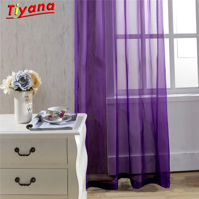 Pure Sheer Curtain White Tulle Curtain Red Window Treatment Purple Panel Yellow Voile Tulle Kitchen Curtain Hot Sale WP184a *30