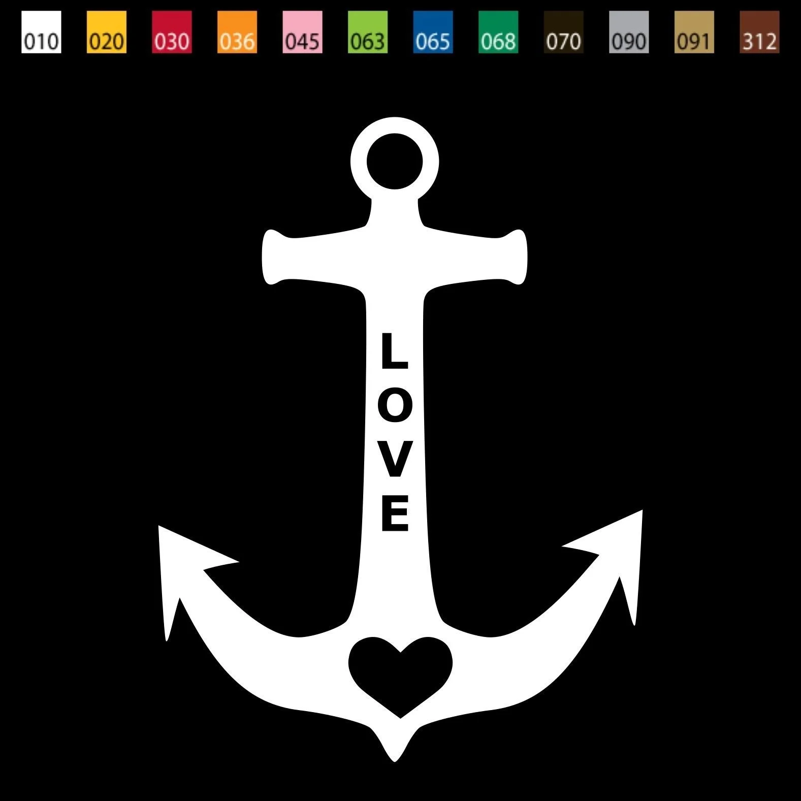 

From USA - LOVE ANCHOR Vinyl Decal Sticker Window Nautical sticker 15cm