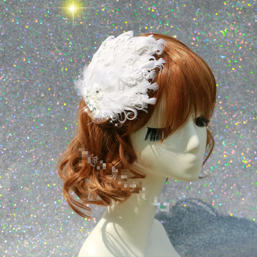 

Headdress Hair Ornaments Pearl Rhinestone Flowers Feather Small Hat Hairpin Head Flowers